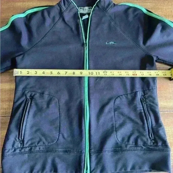 Lauren Ralph Lauren Active Full Zip Jacket Black with Green Trim Size Large - Picture 6 of 13